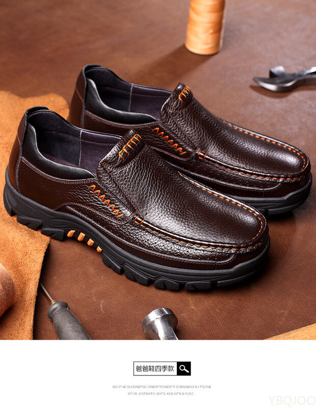 Zapatos informales de piel auténtica para hombre, mocasines suaves de cuero de vaca, calzado sin cordones, color negro y marrón, novedad