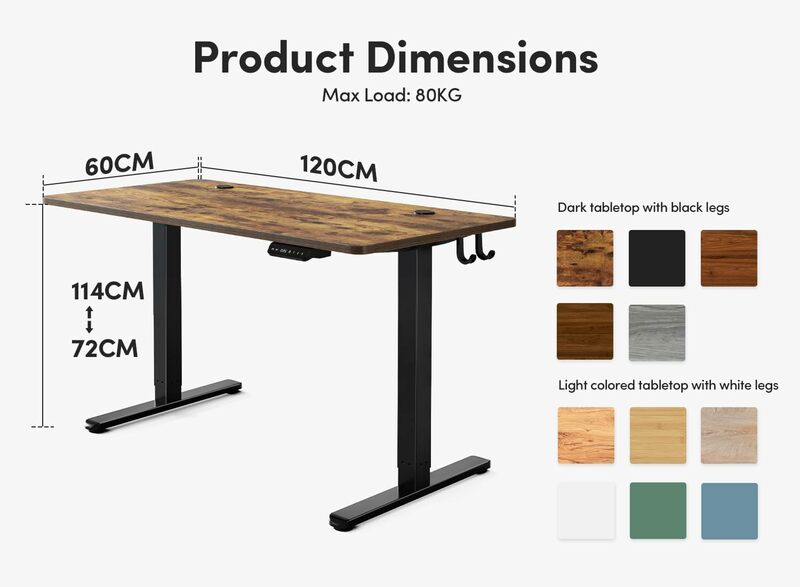 Electric Standing, 48 x 24 Inches Height Adjustable Stand up, Sit Stand Home Office Desk, Computer , Rustic Brown