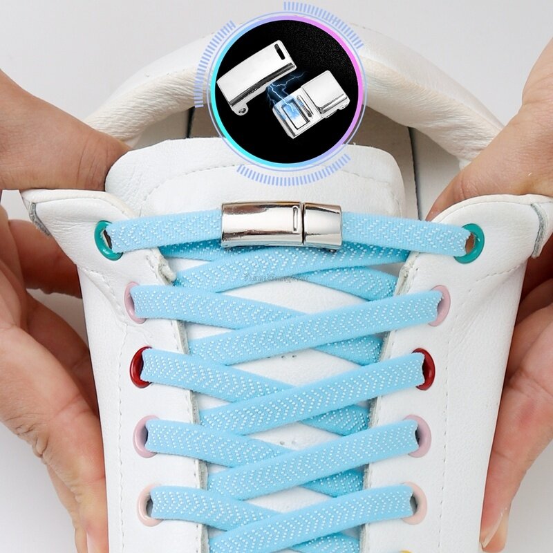 New Magnetic Lock No Tie lacci per scarpe lacci elastici per Sneake senza cravatte lacci per scarpe su magneti bambini stivali per adulti Sneakers lacci