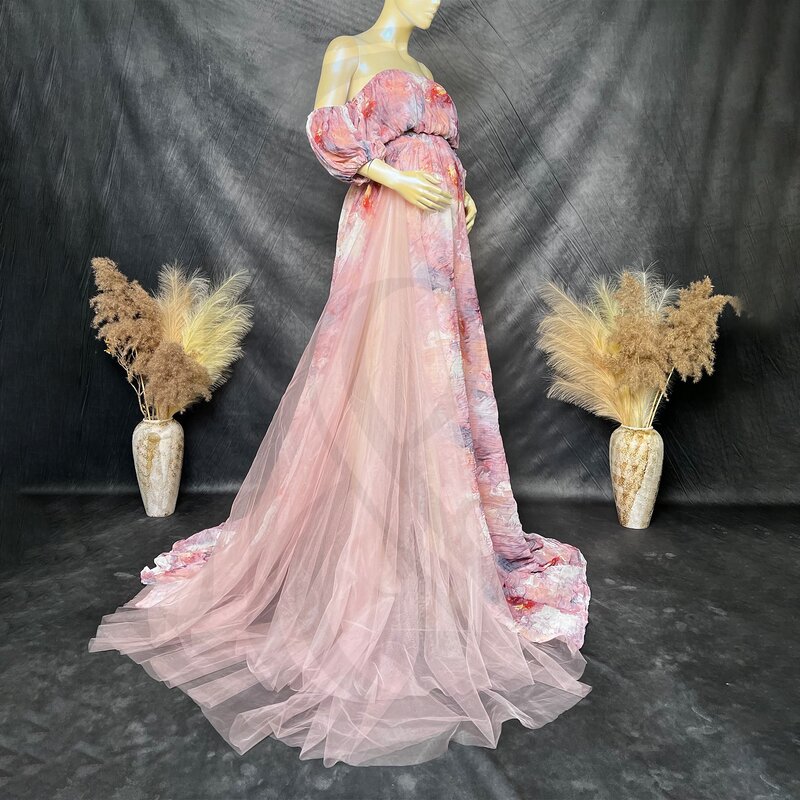 Don & Judy-vestido de novia de maternidad elegante, conjunto de Top y falda para fotografía de novia, abertura lateral con vestido de fiesta de tul para mujeres embarazadas