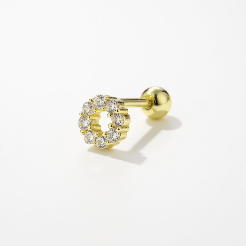 SIPENGJEL 1Pc Fashion Mini Zircon Round Bead Ear Piercing Stud Earrings Tragus Cartilage Studs Earring For Women Jewelry