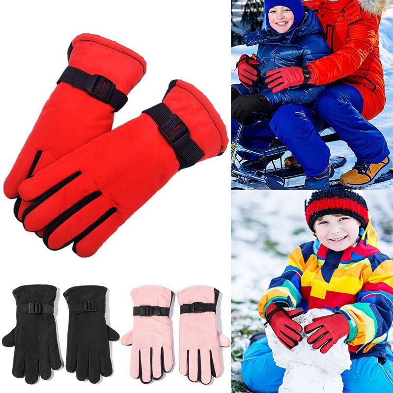 Guantes de esquí impermeables para niños, manopla de manga larga, antideslizante, a prueba de viento, para Snowboard y nieve, Invierno