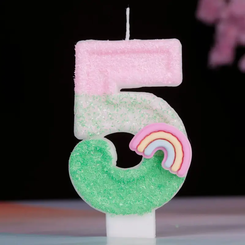 Vela de pastel de cumpleaños de arcoíris creativa, vela Digital linda, fiesta de cumpleaños, fiesta de aniversario, Decoración de Pastel, adorno de pastel