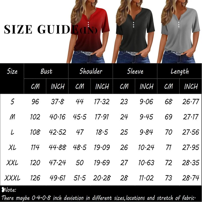 女性の幾何学的な色のブロックプリントTシャツ、Vネックトップ、半袖、装飾ボタン、レトロなファッション、カジュアル