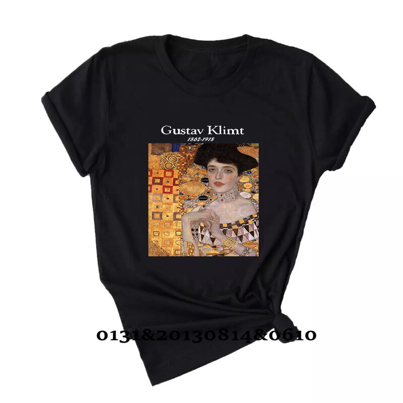 Gustav Klimt Letter Print T Shirts Summer Women's T-Shirts Chic Harajuku Pattern Art Oil Painting Fashion Short Sleeve Tops Tees