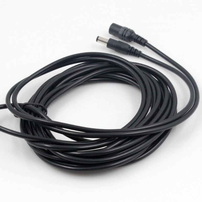 Câble d'extension d'alimentation DC12V, 2.1x5.5mm, connecteur mâle à femelle pour caméra de sécurité CCTV, document noir, 16.5 pieds, 5m, 10m
