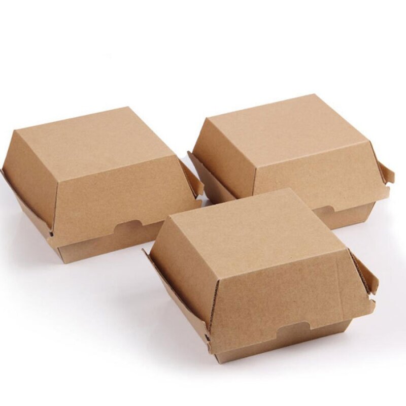 Customized product100% food grade to-go container  water-proof paper burger box aluminum foil laminated with handle