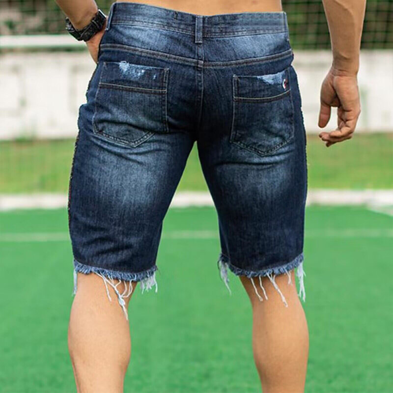 Летние тонкие рваные джинсовые шорты, мужские 5-точечные брюки в Корейском стиле, облегающие модные 5-точечные брюки, мужские Яркие летние