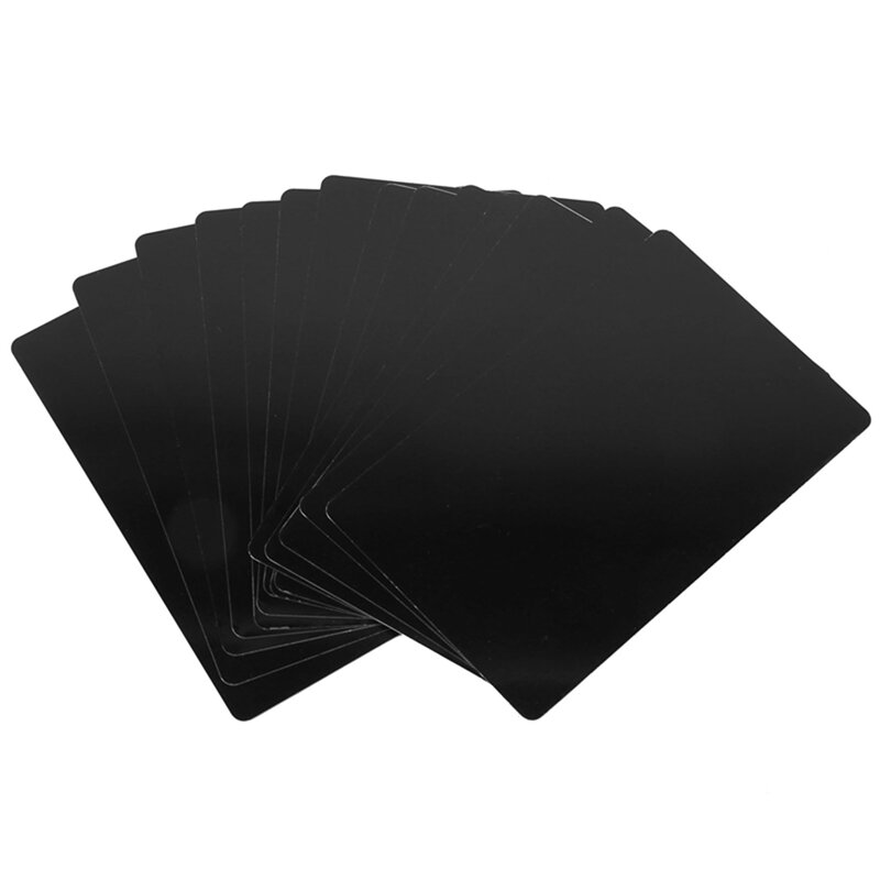 Kartu Aloi aluminium hitam 100 buah, ukiran logam kunjungi bisnis kartu kosong ketebalan 0.2Mm