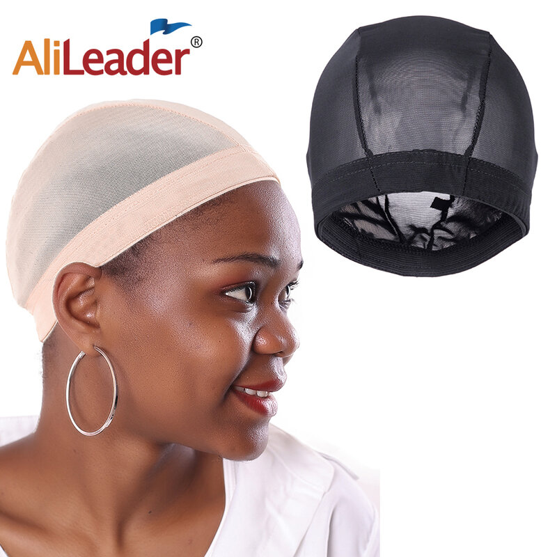 Alileader 1Pcs Spandex หมวกวิกผมยืดหยุ่นผมสุทธิโดมหมวกสีดำสีบลอนด์สานหมวกเล็กวิกผมขนาดใหญ่หมวกสำหรับทำวิกผม