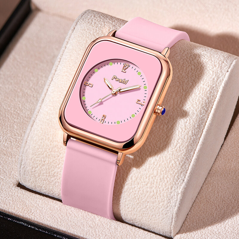 นาฬิกาข้อมือควอทซ์หรูหราสำหรับผู้หญิงสายซิลิโคนนาฬิกาข้อมือผู้หญิงลำลองเรียบง่าย reloj mujer relogios feminino