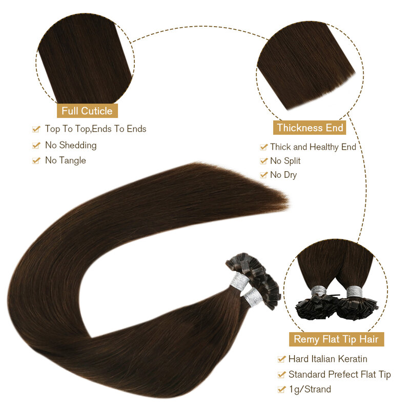 Ugeat Platte Tip Hair Extensions Menselijk Haar Fushion Remy Haar 14-24 "50 Strands/Pack Natural Straight keratine Hair Extensions