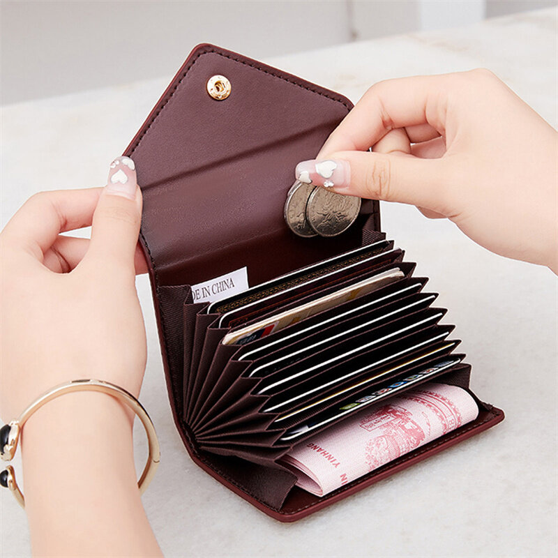 RFIDanti-theft szczotka liczi wytłoczone wiele gniazd na karty damska torba na karty przenośna portfel wielofunkcyjna karta kredytowa/waluta/torba na karty