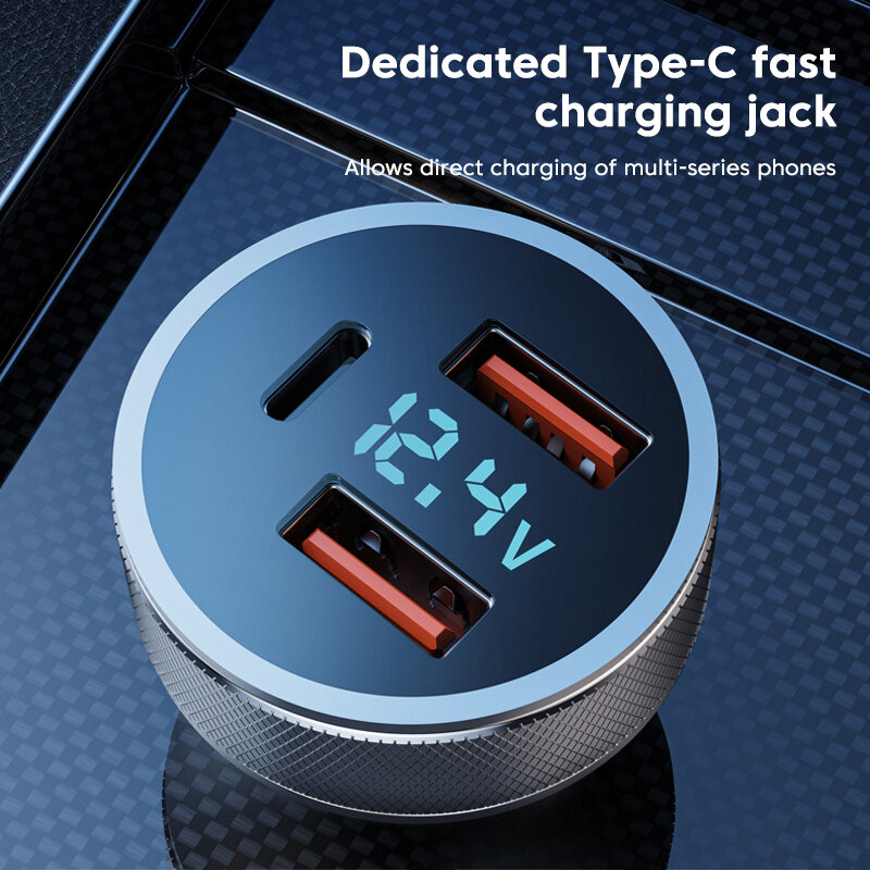 3in1 72W USB Car Charger Fast Charging QC3.0 PD Type C Car Phone Charger Adapter For iPhone Xiaomi Samsung Laptops Tablets