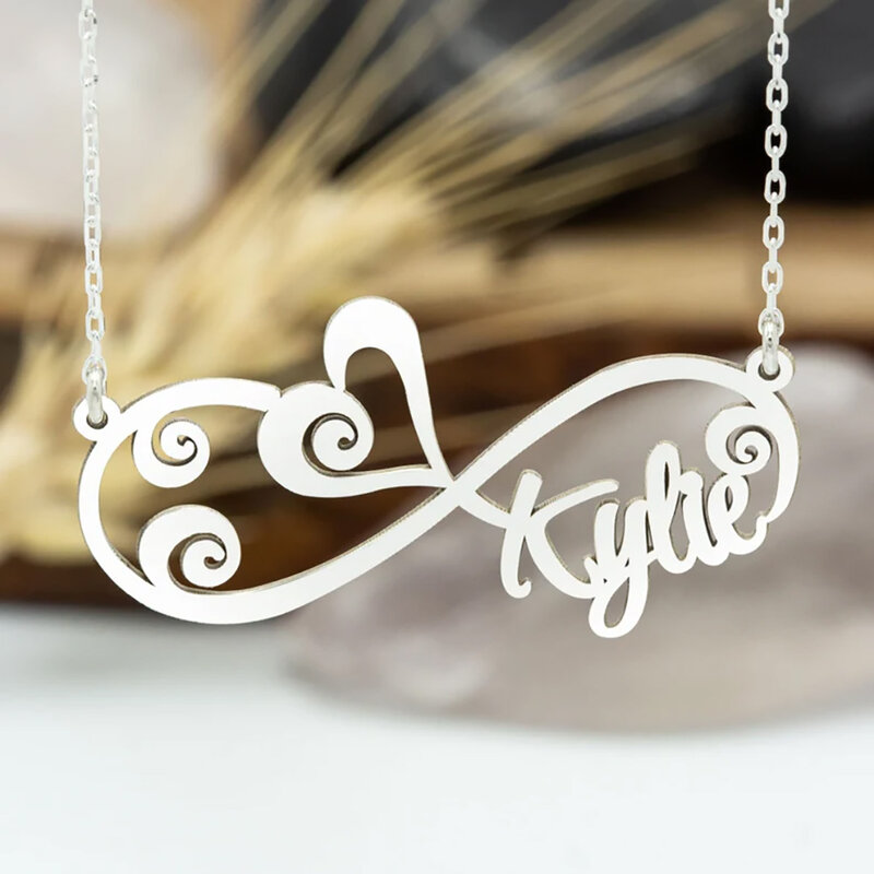 Collana con nome personalizzato personalizzata per le donne collana illimitata argento gioielli con ciondoli in acciaio inossidabile nomi regalo di festa
