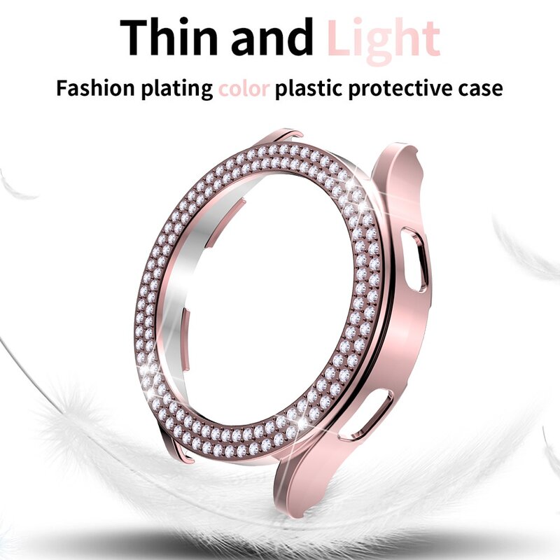 Fashion Diamond Protector Case for Samsung Galaxy Watch 4 40mm 44mm Cover Active 2 Women PC Bumper Lightweight Frame