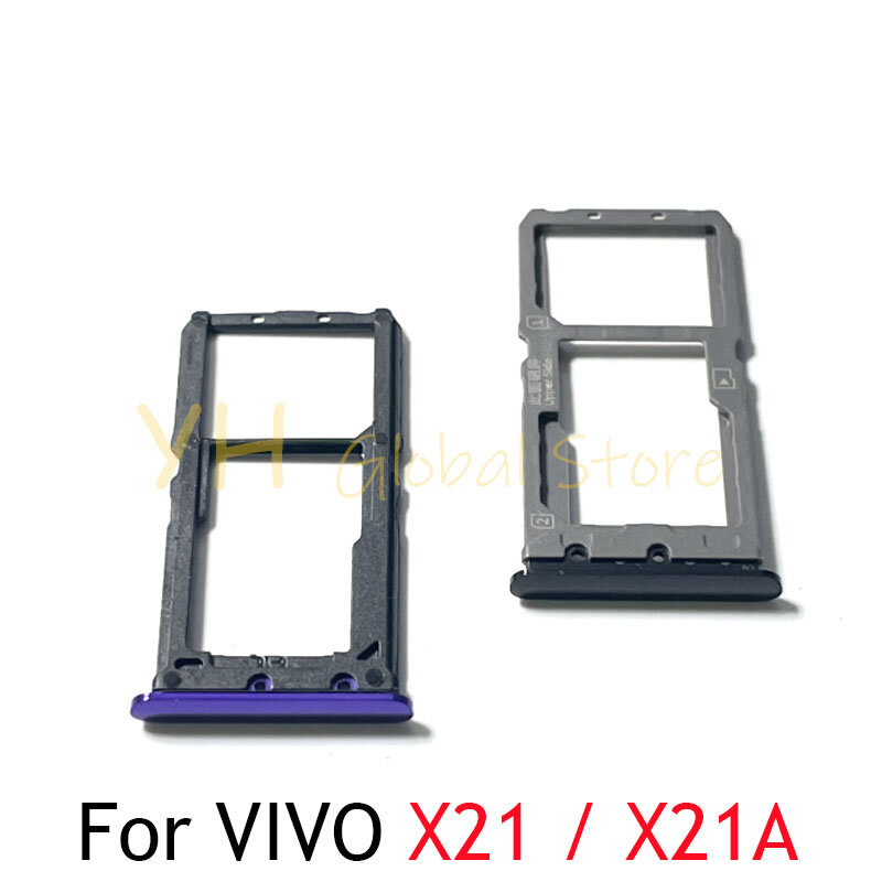 Sim Card Slot Tray Holder, Peças de reparo, apto para VIVO X21, X21A