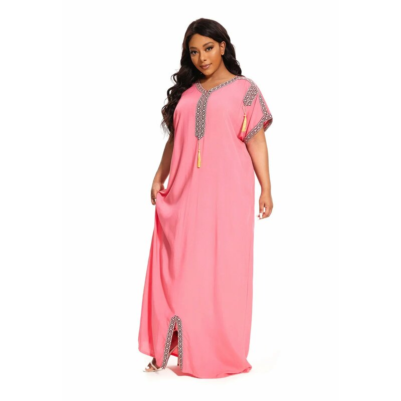 2024 PlusSize Cover Caftan Traditional short sleeve Dress cotton kaftan beach home abaya African dresses for women