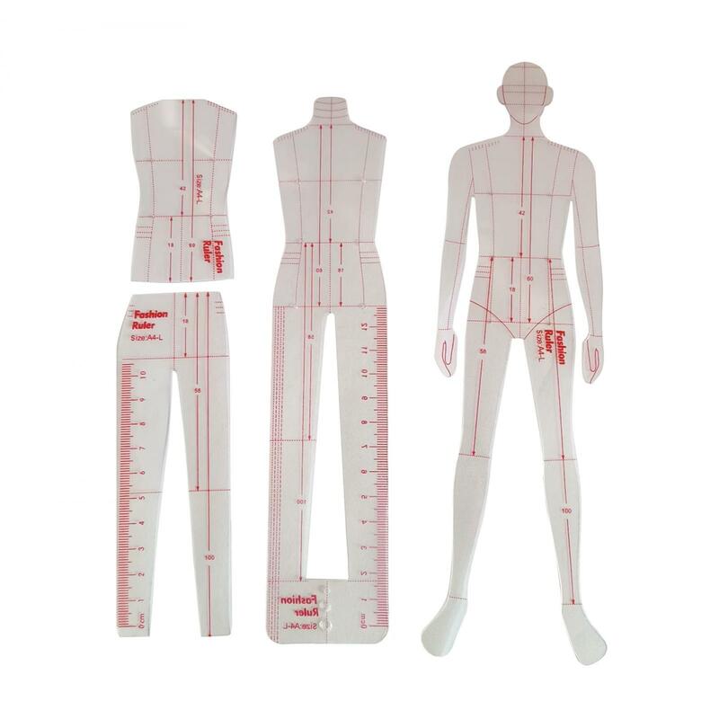 Template Ruler Garment Design Durable Fashion Designing Transparent Portable Sewing Ruler for Work Clothes Suits Pattern Makers
