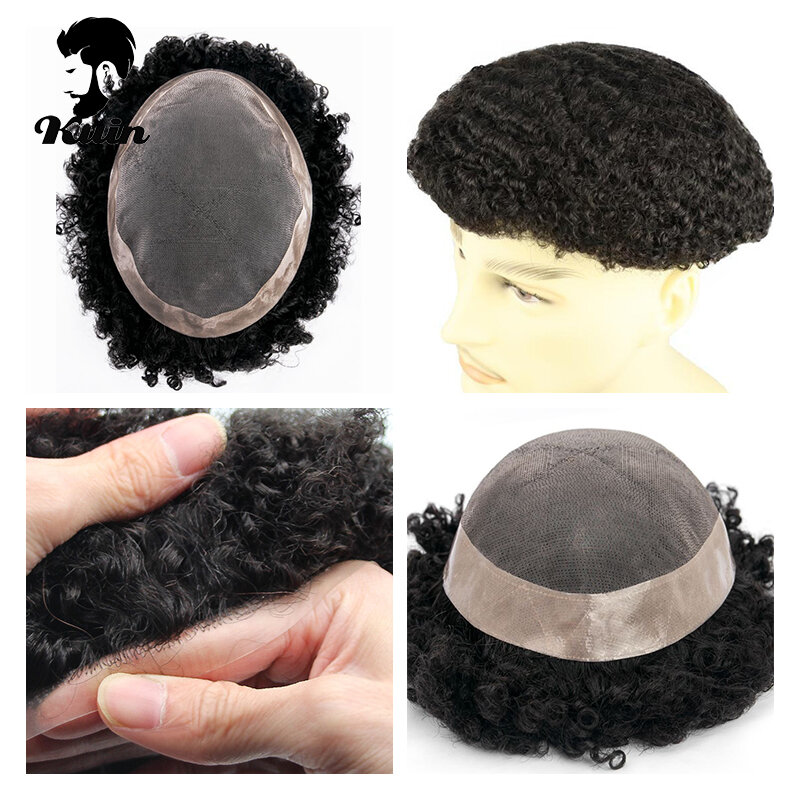 8mm/15mm/20mm Curly Hairpiece Fine Mono Male Hair Prosthesis Men Toupee 100% Indian Human Hair Male Wig Exhuast Systems Men Wig