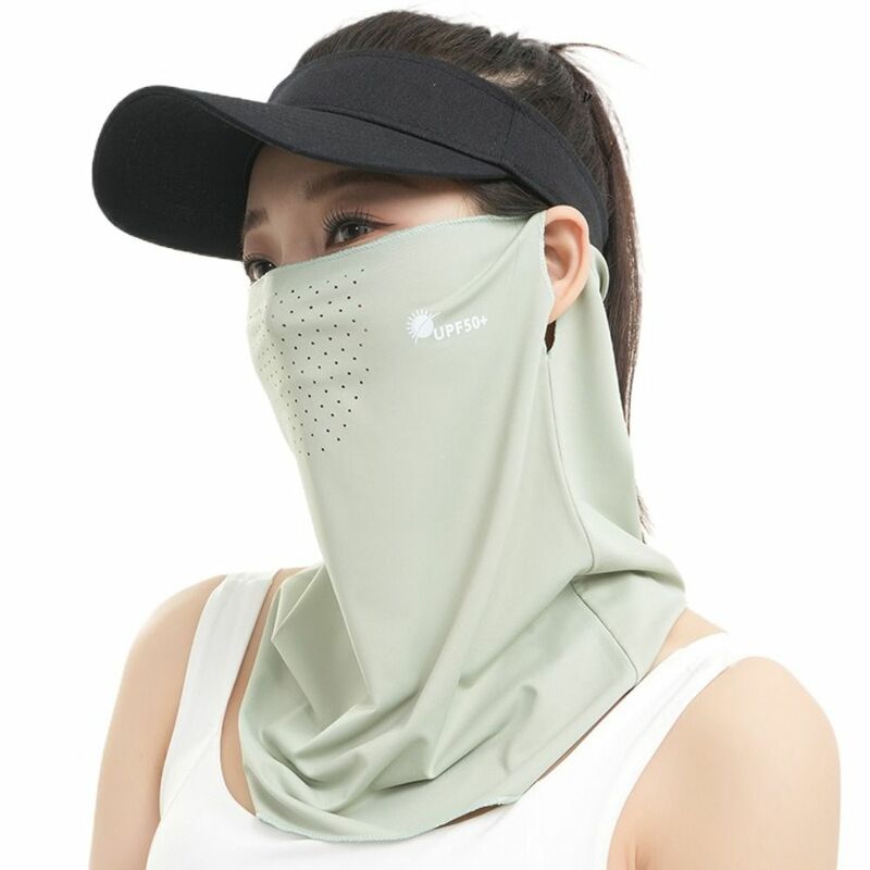 Máscara facial de seda de hielo con letras, protección solar, protector solar para pesca, velo facial transpirable, máscara de conducción