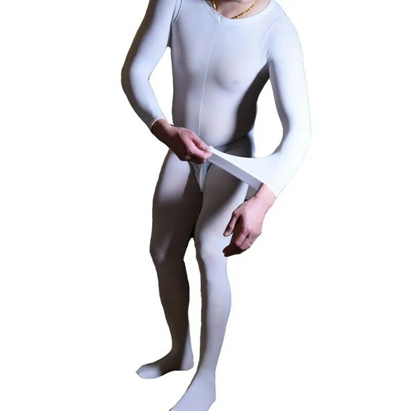 Plus Size velluto Super Soft 120D calze elastiche spesse collant intimo Sexy da uomo body siamesi