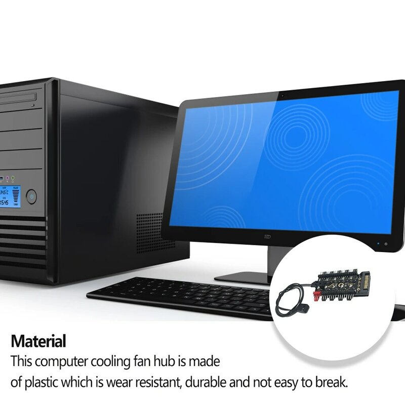 Computador De Refrigeração Fãs Hub, adaptador De Controlador De Temperatura, divisor De Extensão