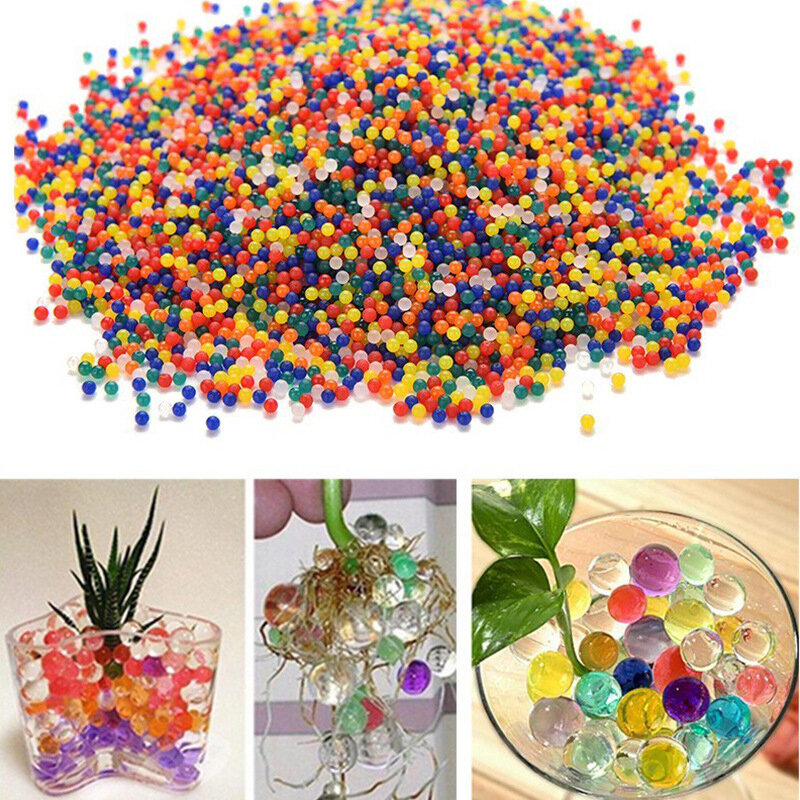 Sac de perles d'eau de sol en cristal en forme de perle, 10000 pièces/sac, boule de Gel Bio pour fleur/mariage, boue de croissance, boules de gelée magiques