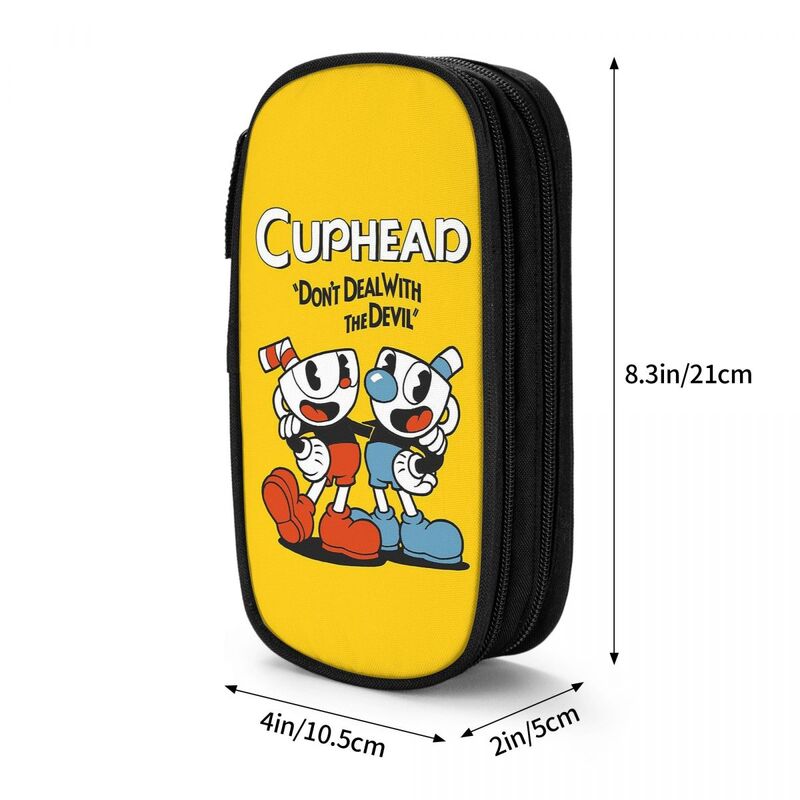 Cuphead Anime Pencil Case Fun Pen Box Bags Student Big Capacity School Supplies Zipper Pencil Box