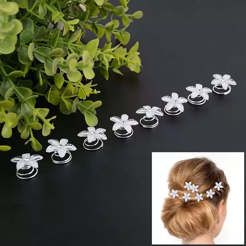 Ncmama-pinos de cabelo espiral para mulheres e meninas, conjunto de 12 partes (2cm), torção, cristal, flor, casamento, acessórios