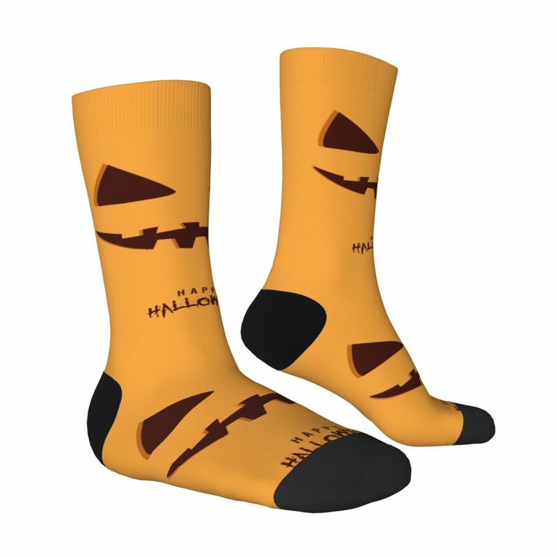 Kaus kaki dewasa wajah labu kuning pesta Halloween kaus kaki kompresi pria kaus kaki kru mulus Harajuku Band uniseks