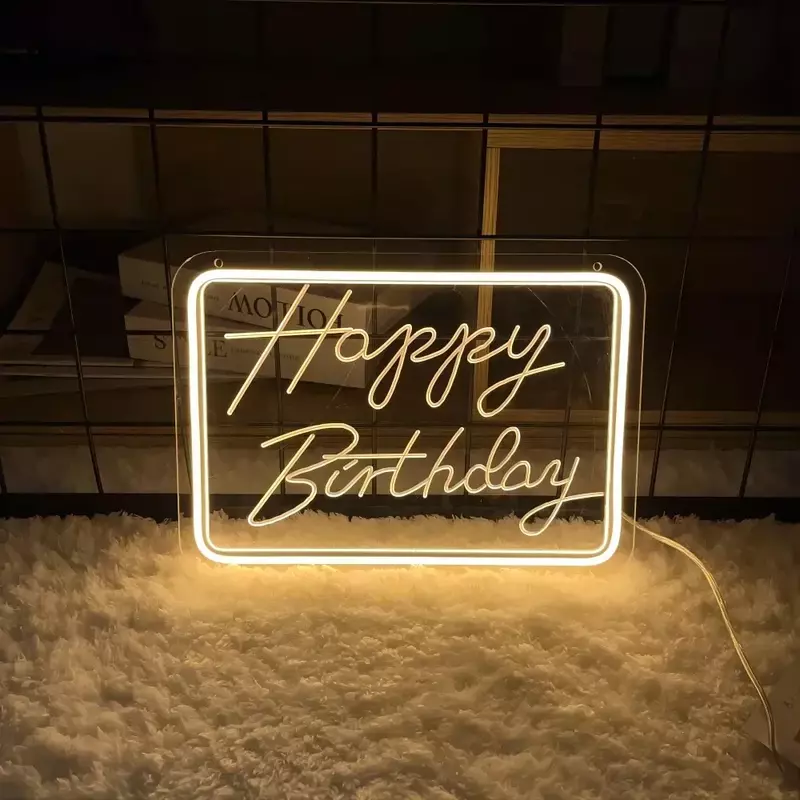 Happy Birthday Neon Sculpt Sign Personal Custom Made Led Light For Friend Birth Gifts Living Room Decor Neon Letters on The Wall