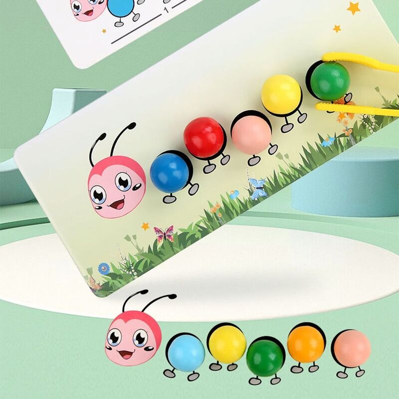 Toy Early Education Toy Montessori Sensory Toy Color Matching Beads Game Wooden Caterpillar Peg Clip Board Jigsaw Toy
