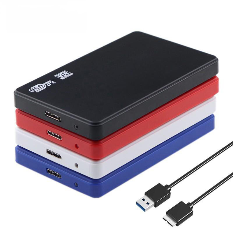 Casing Hard Drive eksternal, USB 3.0 hingga 2.5 inci SATA HDD SSD penutup 5Gbps kotak Disk Hard Drive eksternal untuk PC Laptop telepon pintar PC Laptop