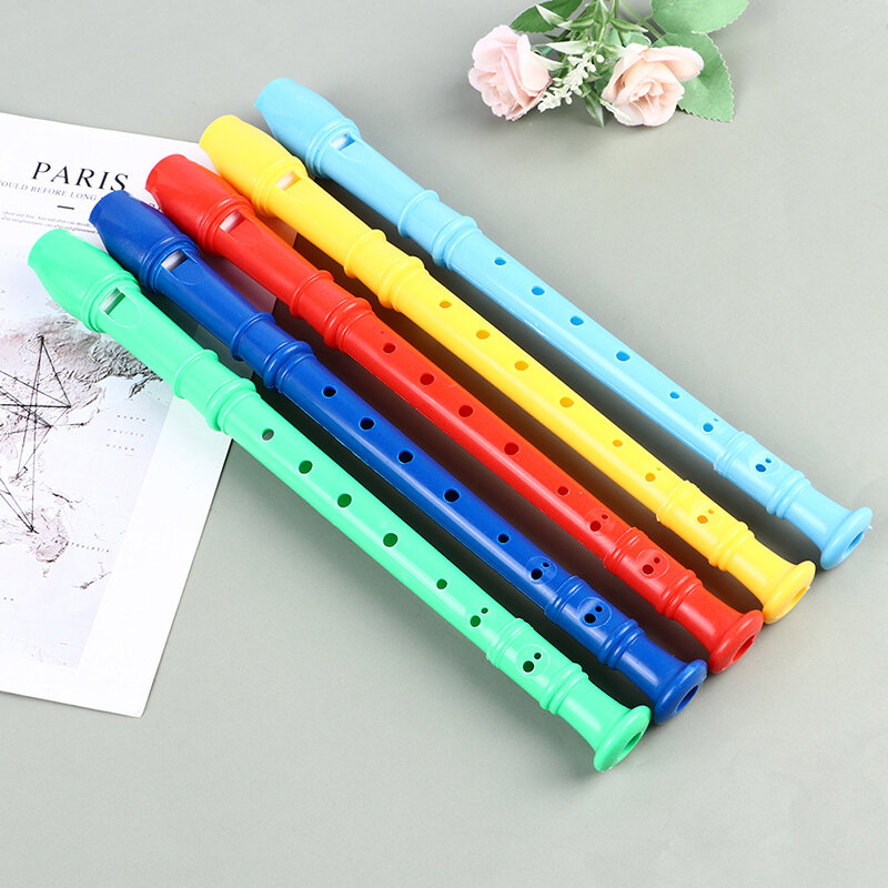 8 ثقوب البلاستيك مسجل طويل الناي آلة خشبية ملونة للأطفال أدوات هدية الناي