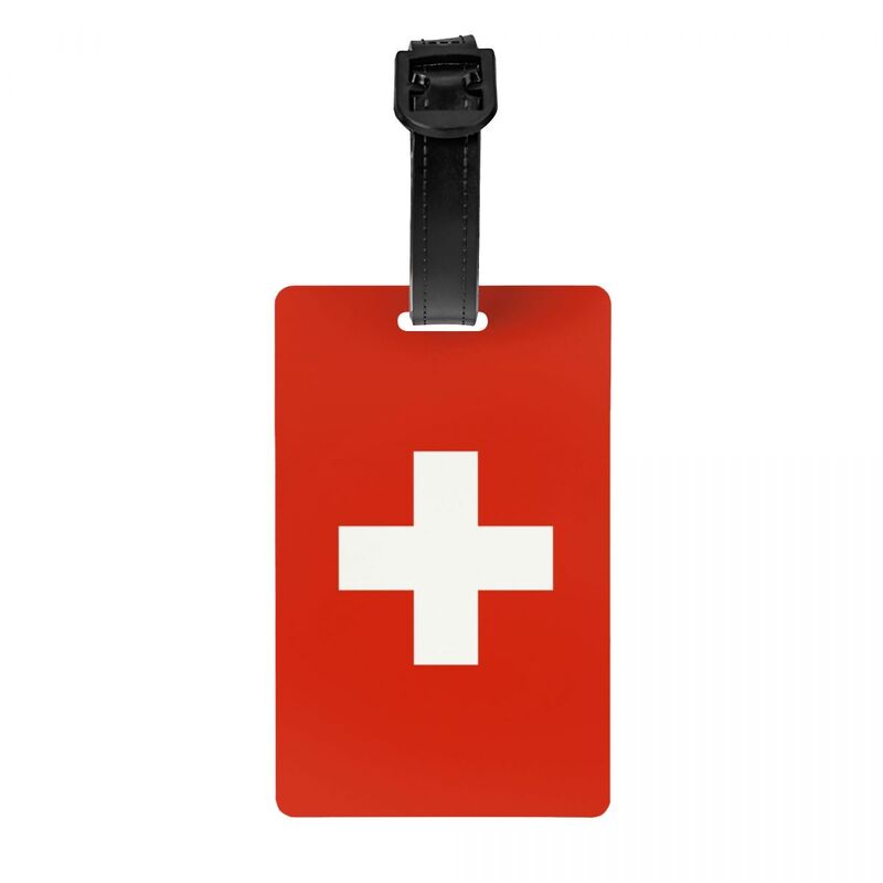 Niestandardowy szwajcarski etykiety na bagaż flaga szwajcarii na walizki zabawny etykietki na bagaż identyfikator prywatności