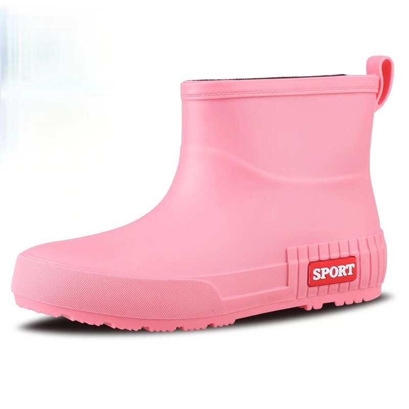 Sapatos de chuva de sola plana alta para mulheres, sapato de trabalho impermeável antiderrapante macio, sapatos de água de tornozelo, 4 estações, frete grátis, novo