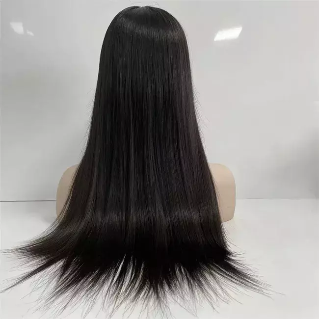 Wigs Brazilian Virgin Human Hair Silky Straight Black Color Silk Top Jewish Topper for White Women