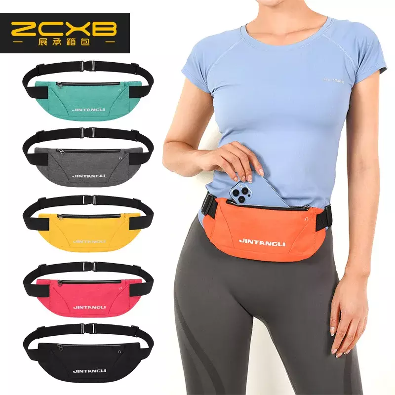 Ultra-thin Women Men Waterproof Small Waist Pouch Slim Belt Bag with Pockets for Running Travelling Hiking Walking Fanny Pack