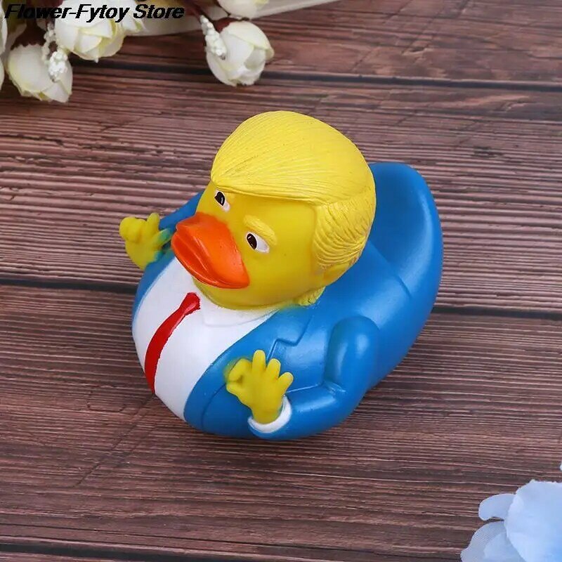 Pato de goma de dibujos animados para bebé, juguete flotante de agua para ducha de baño, presidente de EE. UU.