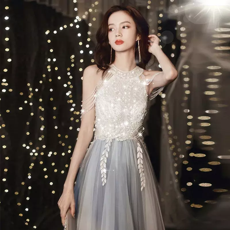 Женское вечернее платье с кружевом, Элегантное Длинное платье для выпускного вечера с кисточками и аппликацией, лето 2021