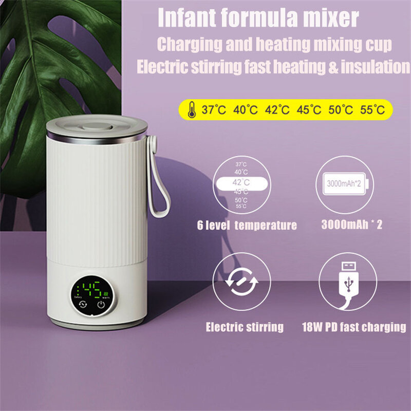 Calentador inalámbrico de biberón para recién nacido, biberón con calefacción ajustable, accesorios portátiles para bebés