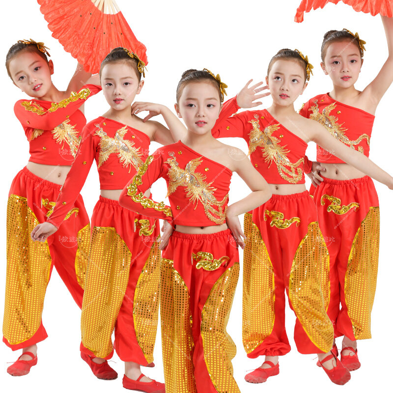 Disfraz de baile juvenil para niños, ropa de actuación, nacional, yangko, 2019