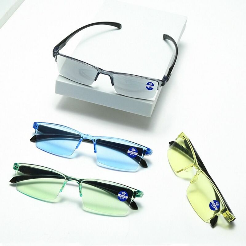 안티 블루 레이 독서 안경, 스마트 자동 줌 독서 안경, 자동 초점 파워, 하프 림 근거리 컴퓨터 안경