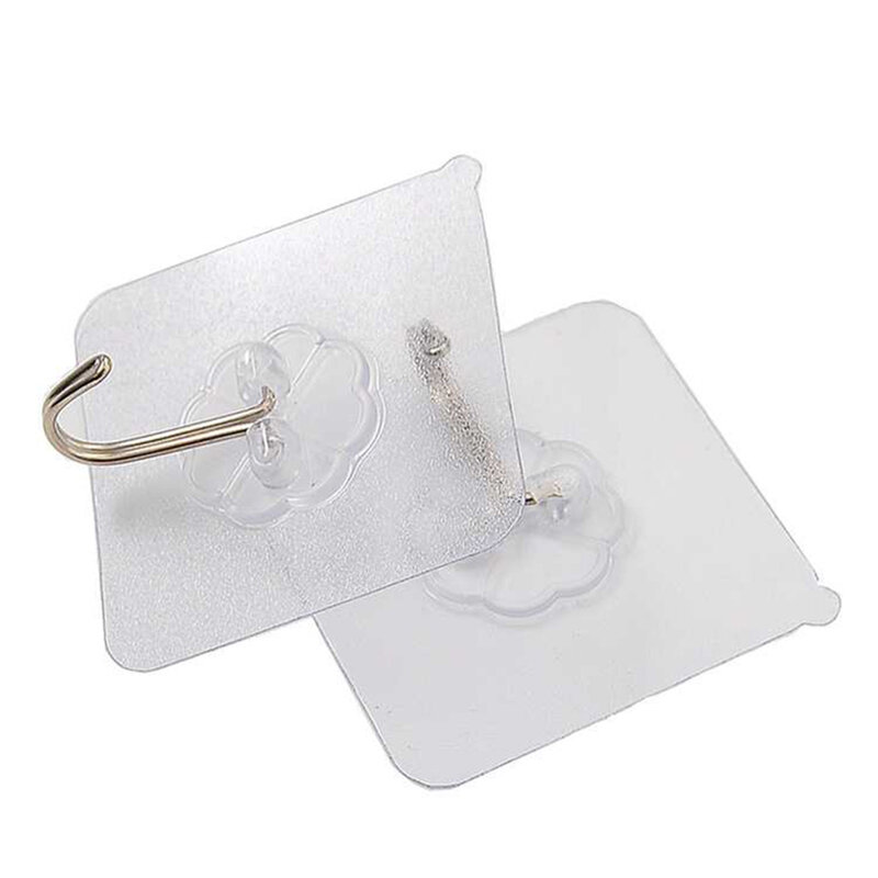 1PCS Transparent Stainless Steel Strong Self-adhesive Hooks Bathroom Towel Clothes Storage Sticky Hooks Key Pendant Storag