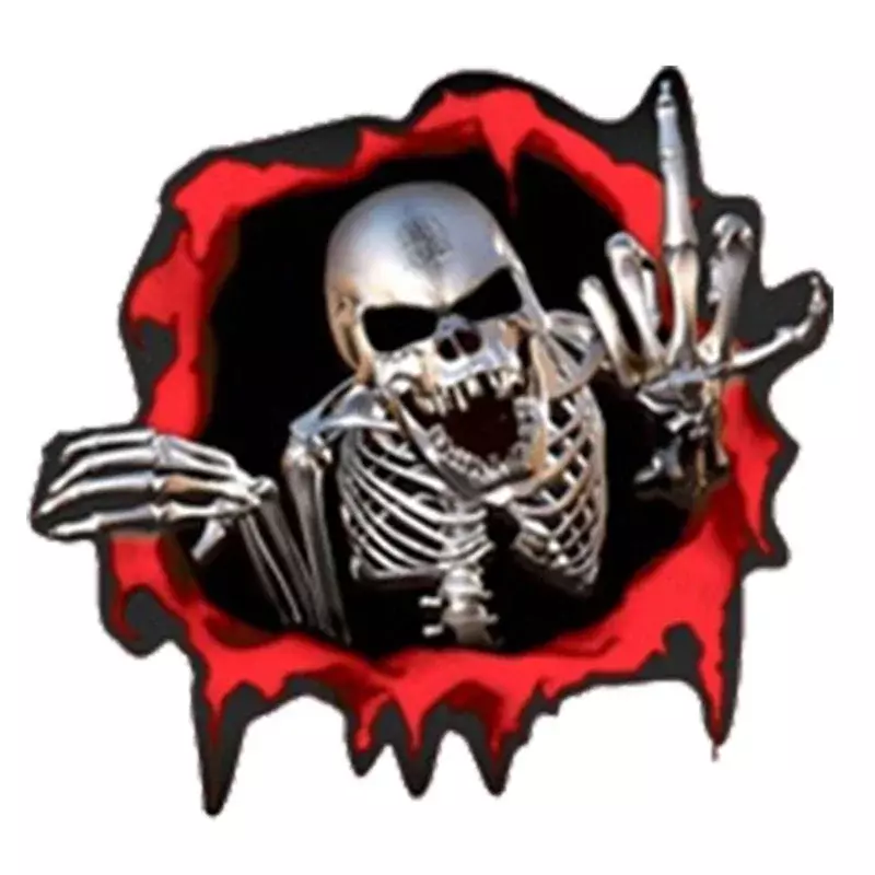 Car Stickers Decor Motorcycle Decals Skeleton Skull In The Bullet Hole Decorative Accessories Creative Waterproof PVC,15cm*14cm
