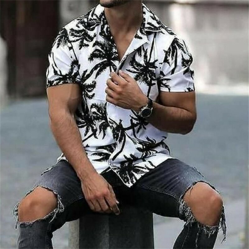 남성용 3D 프린트 셔츠, 하와이 뉴 트리 코코넛 그래픽 반팔 상의, 패션 의류, 2023 비치 블라우스, 5xl, 여름 트렌드