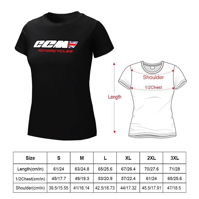 CCM-Motorcycles British Logo T-shirt feminina, tops de verão, roupas fofas, roupas luxuosas