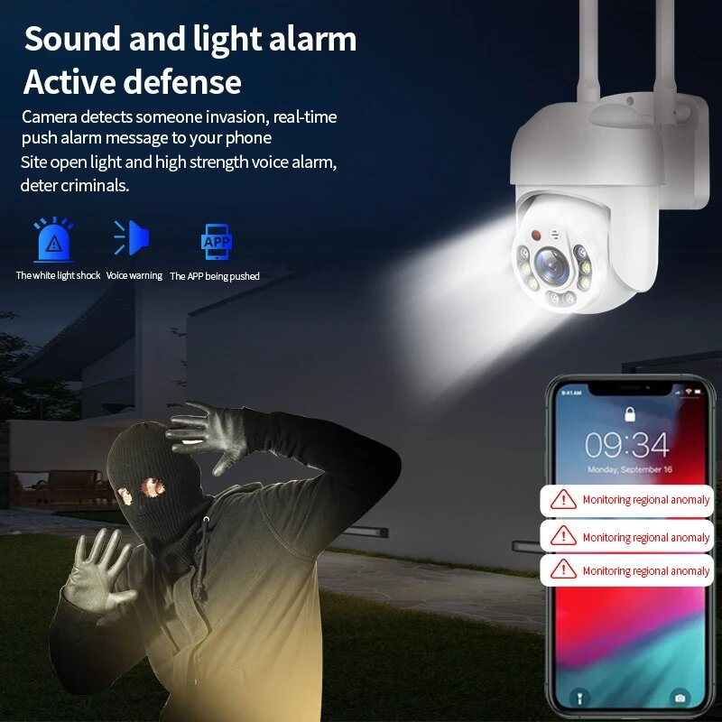 2MP 5G 2.4G Dual Frequency Wifi PTZ Camera Auto Tracking AI Detection Two Way Audio Color Night Vision 390Eyes Security Camera