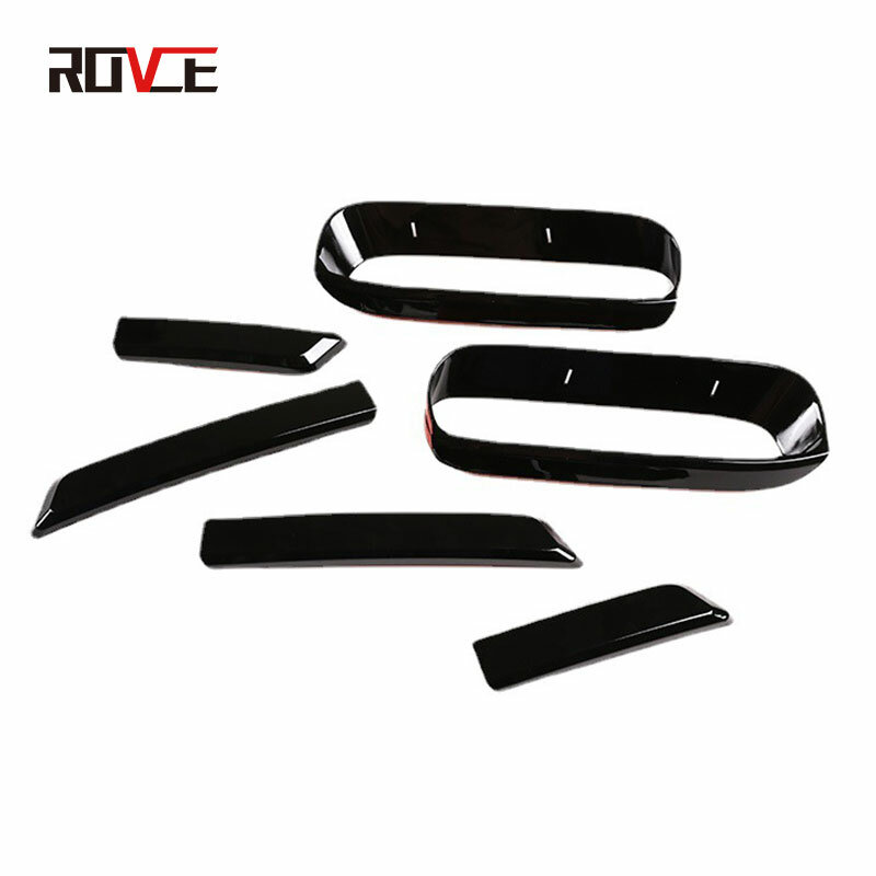 ROVCE  Car Front Bumper Grille Air Vent Cover Trim For Land Rover Discovery 5 2020-2022 Glossy Black Stickers